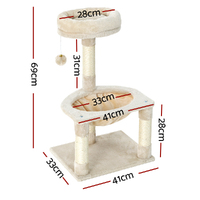i.Pet Cat Tree 69cm Scratching Post Tower Scratcher Wood Condo Toys House Bed thumbnail