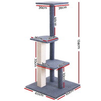 i.Pet Cat Tree 124cm Scratching Post Tower Scratcher Trees Wood Condo Board thumbnail