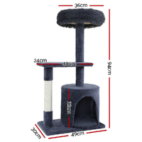 i.Pet Cat Tree 94cm Scratching Post Tower Scratcher Condo House Wood Trees Grey thumbnail