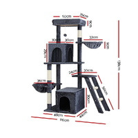 i.Pet Cat Tree Tower Scratching Post Scratcher 138cm Trees Condo House Grey thumbnail