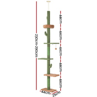 i.Pet Cat Tree Tower Scratching Post Scratcher Floor to Ceiling Cats Bed 290cm thumbnail