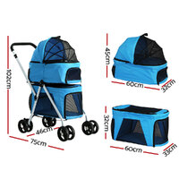 i.Pet Pet Stroller Dog Pram Large Cat Carrier Travel Foldable 4 Wheels Double thumbnail