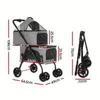 i.Pet Pet Stroller 2-tier Dog Pram Large Cat Carrier Travel Pushchair Foldable thumbnail