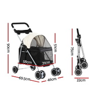 i.Pet Pet Stroller Pram Dog Cat Carrier Cage Large Travel Pushchair Foldable 4 Wheels thumbnail