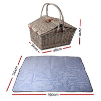 Alfresco 4 Person Picnic Basket Set Baskets Insulated Blanket Bag thumbnail
