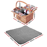 Alfresco 4 Person Picnic Basket Set Insulated Outdoor Blanket Bag thumbnail