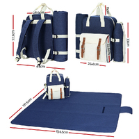 Alfresco 4 Person Picnic Basket Set Backpack Bag Insulated Blue thumbnail