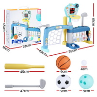 Keezi Kids Basketball Hoop Stand Bowling Baseball Golf Game Sports Toys Set Blue thumbnail