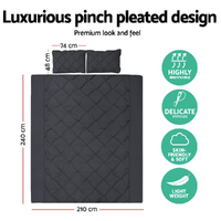 Giselle Bedding Quilt Cover Set Diamond Pinch Black King thumbnail