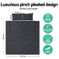 Giselle Bedding Quilt Cover Set Diamond Pinch Black Queen thumbnail
