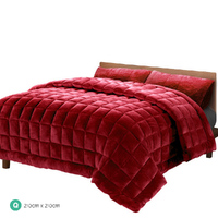 Giselle Bedding Faux Mink Quilt Burgundy Queen thumbnail