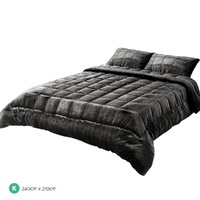 Giselle Bedding Faux Mink Quilt Charcoal King thumbnail