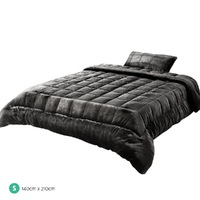 Giselle Bedding Faux Mink Quilt Charcoal Single thumbnail