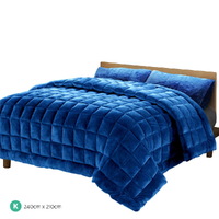 Giselle Bedding Faux Mink Quilt Blue King thumbnail