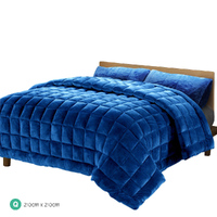 Giselle Bedding Faux Mink Quilt Blue Queen thumbnail