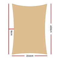 Instahut Shade Sail 2x4m Rectangle 280GSM 98% Sand Shade Cloth thumbnail