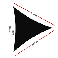Instahut Shade Sail 5x5x5m Triangle 280GSM 98% Black Shade Cloth thumbnail