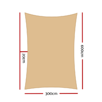 Instahut Shade Sail 3x6m Rectangle 185GSM 95% Sand Shade Cloth thumbnail