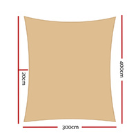Instahut Shade Sail 3x4m Rectangle 280GSM 98% Sand Shade Cloth thumbnail