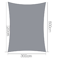 Instahut Shade Sail 3x5m Rectangle 280GSM 98% Grey Shade Cloth thumbnail