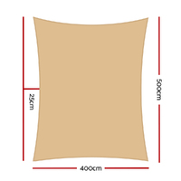Instahut Shade Sail 4x5m Rectangle 280GSM 98% Sand Shade Cloth thumbnail