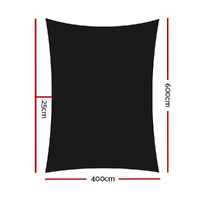 Instahut Shade Sail 4x6m Rectangle 280GSM 98% Black Shade Cloth thumbnail