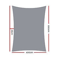Instahut Shade Sail 4x6m Rectangle 280GSM 98% Grey Shade Cloth thumbnail