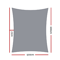 Instahut Shade Sail 5x6m Rectangle 280GSM 98% Grey Shade Cloth thumbnail
