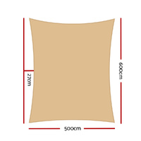 Instahut Shade Sail 5x6m Rectangle 185GSM 95% Sand Shade Cloth thumbnail