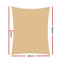 Instahut Waterproof Shade Sail 3x5m Rectangle Sand 95% Shade Cloth thumbnail