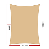 Instahut Waterproof Shade Sail 4x6m Rectangle Sand 95% Shade Cloth thumbnail