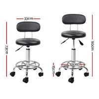 Artiss Salon Stool Swivel Chair Backrest Black thumbnail