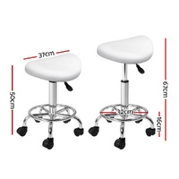 Artiss Salon Stool Saddle Swivel Chair White thumbnail