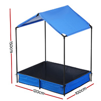 Keezi Kids Sandpit Metal Sandbox Sand Pit with Canopy Cover Outdoor Toys 120cm thumbnail