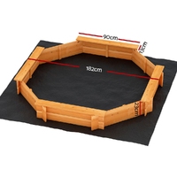 Keezi Kids Sandpit Wooden Round Sand Pit with Cover Bench Seat Beach Toys 182cm thumbnail