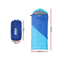Weisshorn Sleeping Bag Kids Single 172cm Thermal Camping Hiking Blue thumbnail