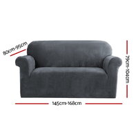 Artiss Sofa Cover Couch Covers 2 Seater Velvet Grey thumbnail