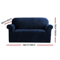 Artiss Sofa Cover Couch Covers 2 Seater Velvet Sapphire thumbnail