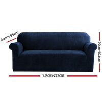Artiss Sofa Cover Couch Covers 3 Seater Velvet Sapphire thumbnail