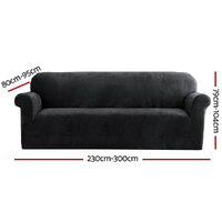 Artiss Sofa Cover Couch Covers 4 Seater Velvet Black thumbnail