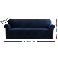 Artiss Sofa Cover Couch Covers 4 Seater Velvet Sapphire thumbnail