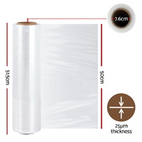 500mm x 400m Stretch Film Pallet Shrink Wrap 2 Rolls Package Use Plastic Clear thumbnail