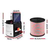 Giantz Fence Energiser 3KM Solar Powered Electric 400M Poly Tape Insulator thumbnail