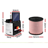 Giantz Fence Energiser 5KM Solar Powered Electric 400M Poly Tape Insulator thumbnail