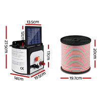 Giantz Fence Energiser 8KM Solar Powered Electric 400M Poly Tape Insulator thumbnail