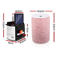 Giantz Fence Energiser 3KM Solar Powered Electric 2KM Poly Wire thumbnail