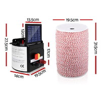 Giantz Fence Energiser 5KM Solar Powered Electric 2KM Poly Wire thumbnail