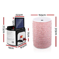 Giantz Fence Energiser 8KM Solar Powered Electric 2KM Poly Wire thumbnail