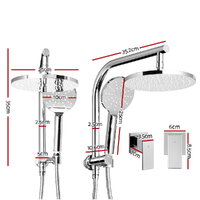 Cefito 9'' Rain Shower Head Set Handheld Round High Pressure Twins Tap Chome thumbnail