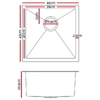 Cefito Handmade Kitchen Sink Stainless steel Sink 44cm x 45cm thumbnail